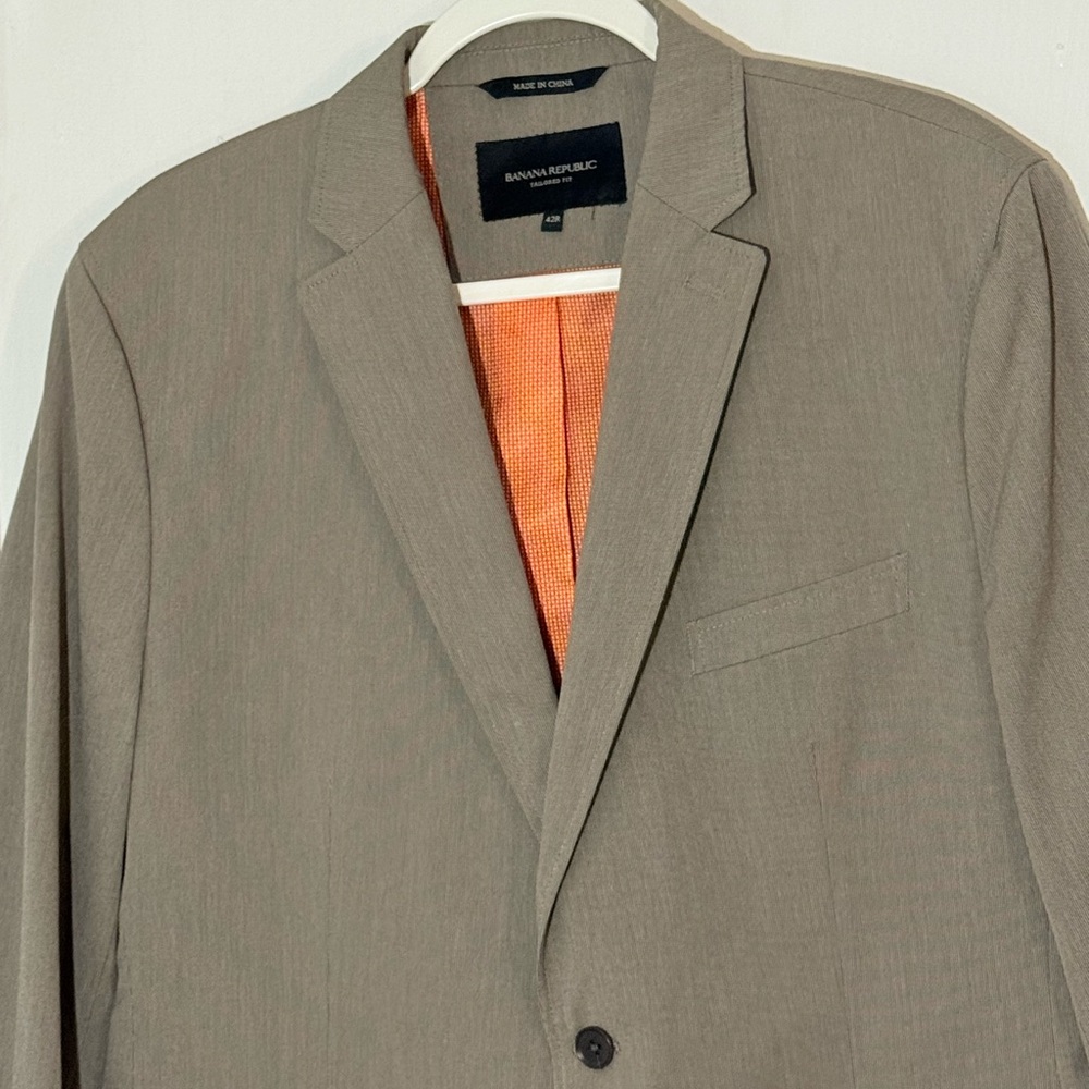 Banana Republic Tailored Fit Sport Blazer Men's Beige Blazer Orange Lining 42R - Picture 2 of 11